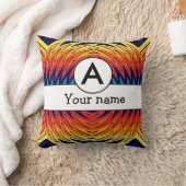 オレンジブルー風車抽象デザイン クッション (ブランケット)