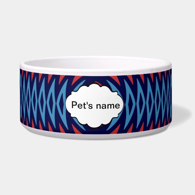 オレンジブルー風車抽象デザイン ボウル (正面)