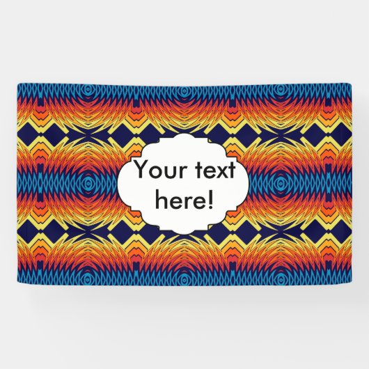 オレンジブルー風車抽象デザイン 横断幕 (横)