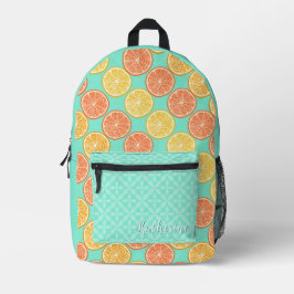 オレンジブルー プリントバックパック