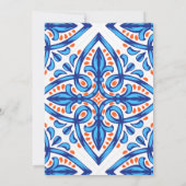オレンジブルーmajolica talavera tilesブライダルシャワー 招待状 (裏面)