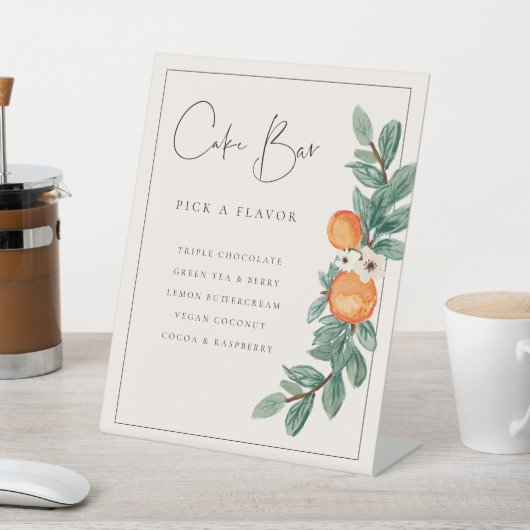 オレンジブロッサムケーキ結婚バーの食卓看板 台座サイン (インサイチュ)