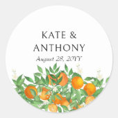 オレンジブロッサムシトラスフルーツ結婚ズ ラウンドシール (正面)