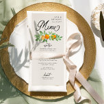 オレンジブロッサムスリーコースシトラス結婚ズ メニュー<br><div class="desc">オレンジ結婚の花のメニューで書エレガント道、オレンジ、オレンジの花と緑の見出しを中立の背景に。春や夏を補完する新鮮で熱い自然デザインとオレンジ結婚色の果実のテーマ結婚。招待状、文房具、イベントの日とテーブルの装飾、ゲームやシンボルや象徴を調整するに結婚は、私のオレンジの花のコレクションを参照するかメッセージを追加する必要があるアイテムを追加する必要がある。</div>