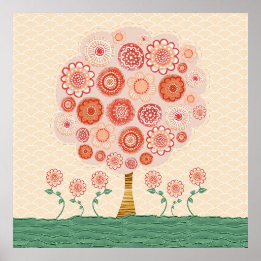 オレンジブロッサムツリーミックスメディアポスタープリントアート ポスター (正面)