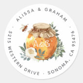 オレンジブロッサムハニービーカップル差出人住所 ラウンドシール (正面)
