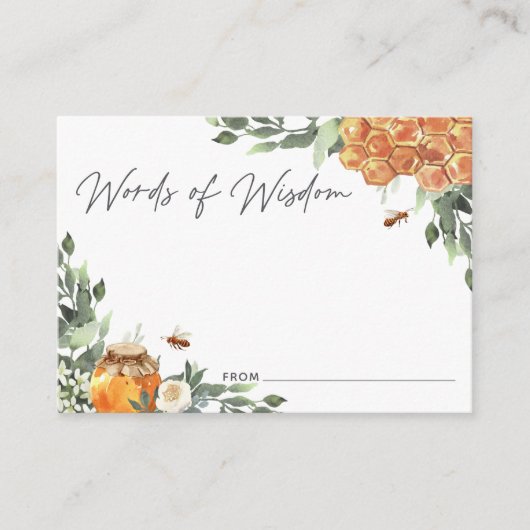 オレンジブロッサムハニービーシャワーアドバイスカード エンクロージャーカード (正面)