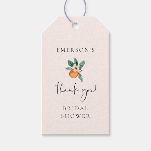 オレンジブロッサムブライダルシャワーお願いギフトラベルE200 ギフトタグ (正面)