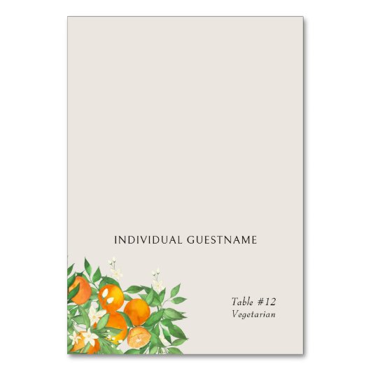 オレンジブロッサムプリントゲスト名座席表 テーブルナンバー (正面)