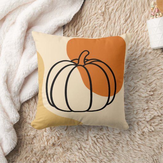 オレンジブロッブと抽象芸術形の秋のカボチャ クッション (ブランケット)