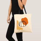 オレンジブロッブと抽象芸術形の秋のカボチャ トートバッグ (正面(商品))