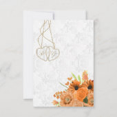 オレンジブーケフローラ花の日付を保存 セーブザデート (裏面)