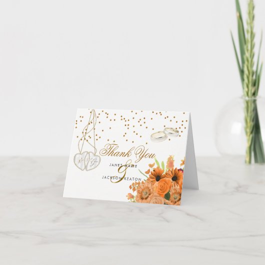 オレンジブーケ花 – ありがとう サンキューカード (正面)