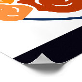 オレンジブーケ&ブルー蝶スクエア ポスター (角)