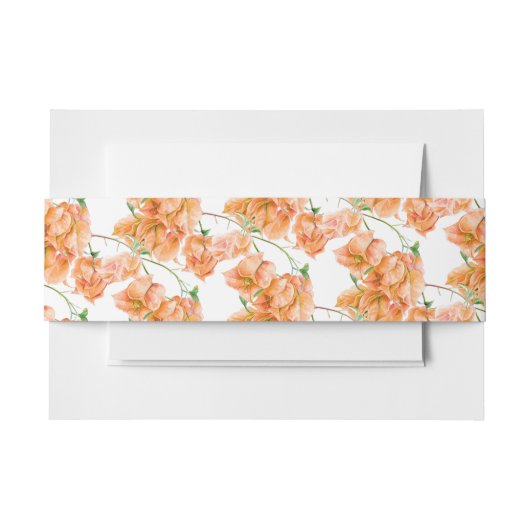 オレンジブーゲンビリアフローラ水色パターン（の模様が）ある 招待状ベリーバンド (正面例)