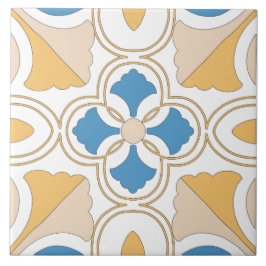 オレンジブ地中海のルーピンクの幾何学模様とアンダルース タイル