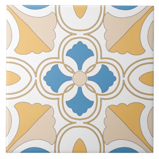 オレンジブ地中海のルーピンクの幾何学模様とアンダルース タイル (正面)