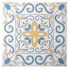 オレンジブ地中海のルーピンクの幾何学模様とアンダルース タイル