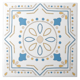 オレンジブ地中海のルーピンクの幾何学模様とアンダルース タイル