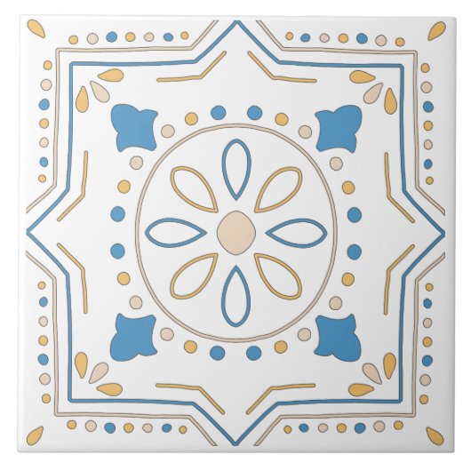 オレンジブ地中海のルーピンクの幾何学模様とアンダルース タイル (正面)