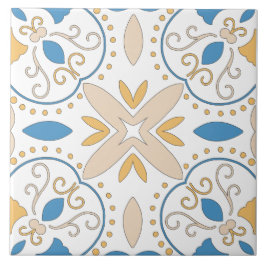 オレンジブ地中海のルーピンクの幾何学模様とアンダルース タイル