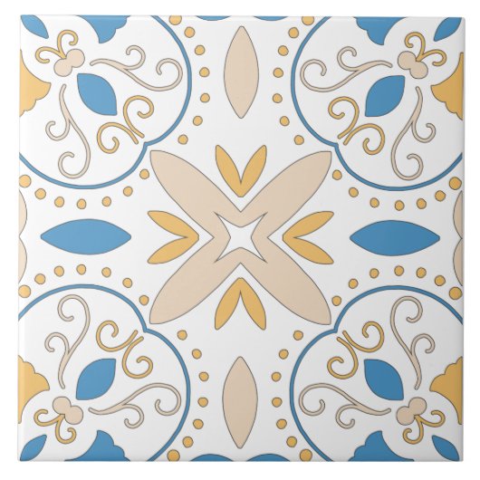 オレンジブ地中海のルーピンクの幾何学模様とアンダルース タイル (正面)