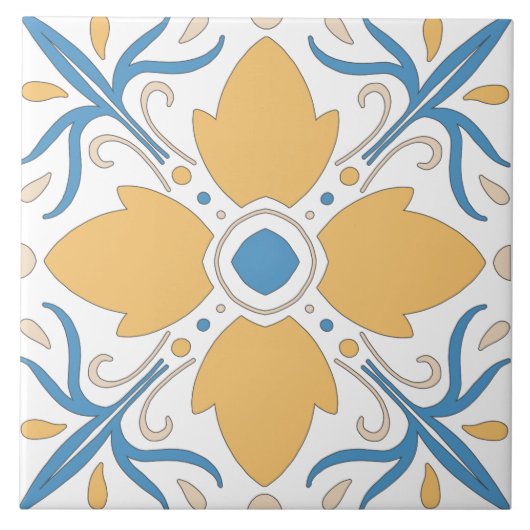 オレンジブ地中海のルーピンクフローラアンダルージ タイル (正面)