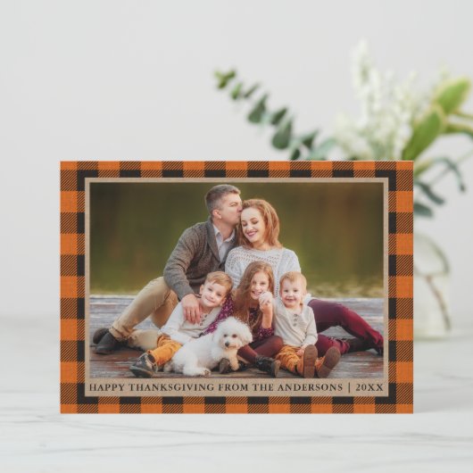 オレンジプライド幸せな感謝祭クラフト家族の写真 シーズンカード (スタンド正面)
