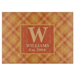 オレンジプライド秋の秋モノグラム家族の名前Est。 カッティングボード
