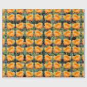 オレンジプリックリーナシオプンティアサボテンの花デザイン ラッピングペーパー (フラット)
