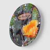 オレンジプリックリーナシオプンティアサボテンフラワーフォト ラージ壁時計 (傾斜)