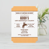 オレンジプレイドカウボーイロデオ誕生日招待状 招待状 (スタンド正面)