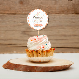 オレンジプレイドカボチャ中性ベビーシャワーありがとう ラウンドシール