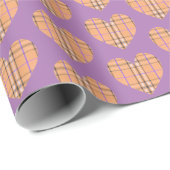 オレンジプレイドフランネルハート ラッピングペーパー (ロールコーナー)