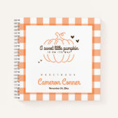 オレンジプレイドリトルカボチャ赤ちゃんシャワーゲストブック ノートブック (正面)