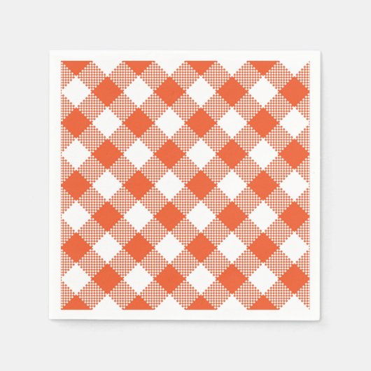 オレンジプレイド秋カントリーパターン スタンダードカクテルナプキン (正面)