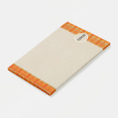 オレンジプレイド&ブラウンクラフトモノグラム素朴イニシャル ポストイット (アングル)