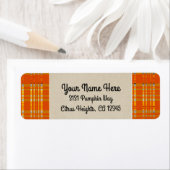 オレンジプレイド&ブラウンクラフトモノグラム素朴イニシャル ラベル (インサイチュ)