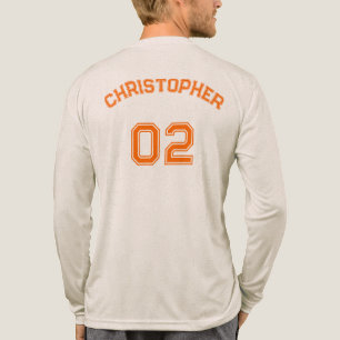 オレンジプレイヤーネームジャージーナンバーメンズ長袖 トライブレンドＴシャツ