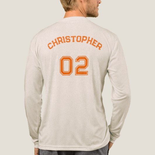 オレンジプレイヤーネームジャージーナンバーメンズ長袖 トライブレンドＴシャツ (背面)