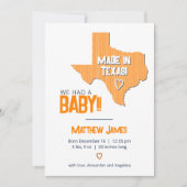 オレンジヘリンボーン作りテキサス州フォトベビー 案内状 (正面)