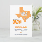 オレンジヘリンボーン作りテキサス州フォトベビー 案内状 (スタンド正面)