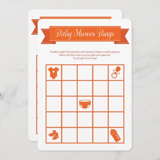 オレンジベビーシャワービンゴゲーム両面 招待状 (正面/裏面)