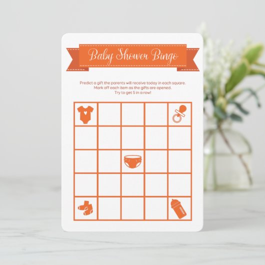 オレンジベビーシャワービンゴゲーム両面 招待状 (スタンド正面)