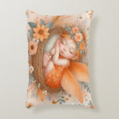 オレンジベビー妖精の巣のベビーガール誕生統計 アクセントクッション (正面(垂直))