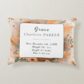 オレンジベビー妖精の巣のベビーガール誕生統計 アクセントクッション (裏面)