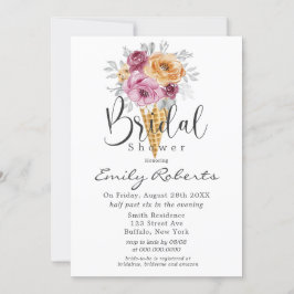 オレンジベリーピンクアイスクリームコーンブライダルシャワーInv 招待状