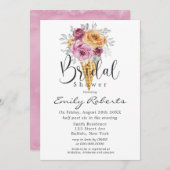 オレンジベリーピンクアイスクリームコーンブライダルシャワーInv 招待状 (正面/裏面)