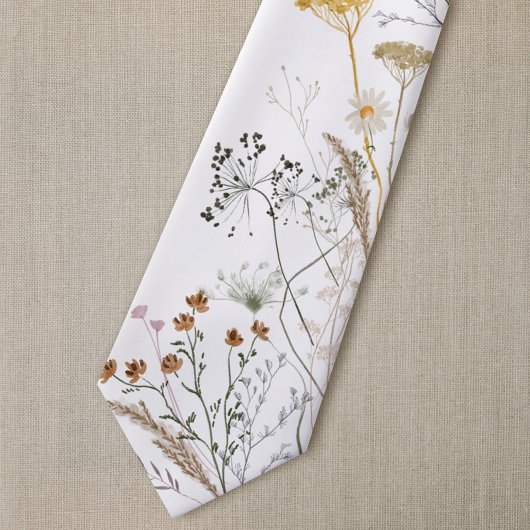 オレンジベージュの野草 ネクタイ