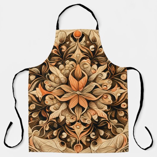 オレンジベージュブラウン装飾美的背景 エプロン (正面)